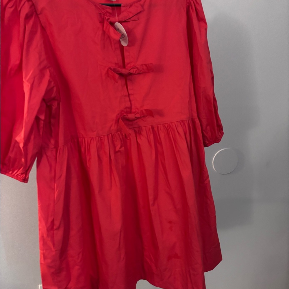 Women’s Red Mini Dress with Bow Tie Front